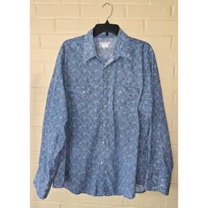 Wrangler Wrancher Mens Pearl Snap Paisley Western Rodeo Cowboy XXL 26"Pit To Pit